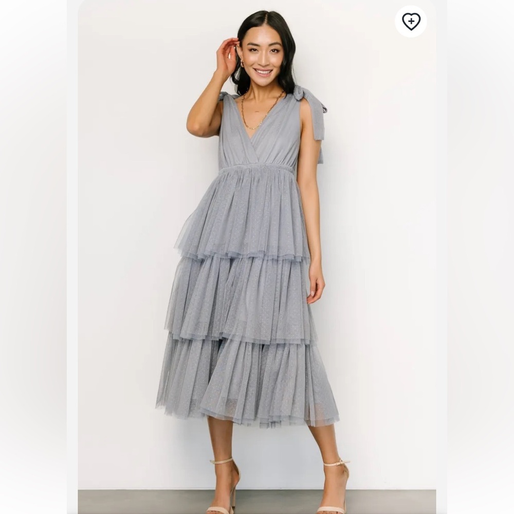 Baltic Born Gray Tiered Midi Dress